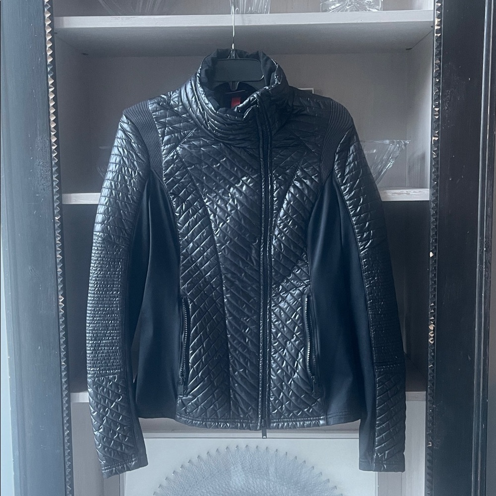 Zella Black Quilted Fitted Jacket size M